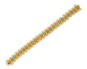 TIFFANY & CO. 18K Gold and Turquoise Bracelet