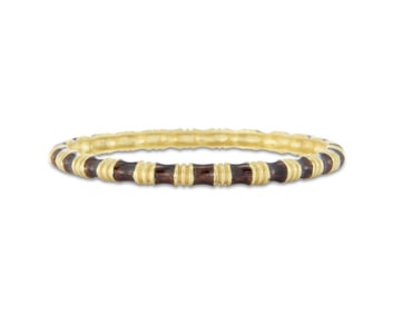 TIFFANY & CO. 18K Gold and Enamel 'Bamboo' Bangle Bracelet