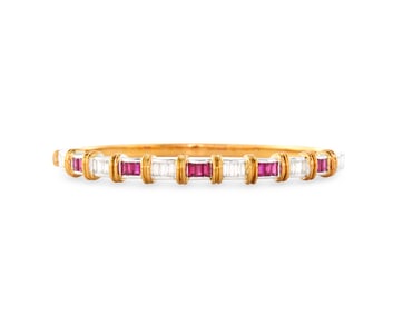 18K Gold, Diamond, and Ruby Bracelet