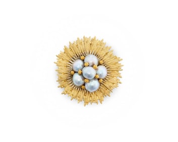 BUCCELLATI 18K Gold and Pearl Brooch