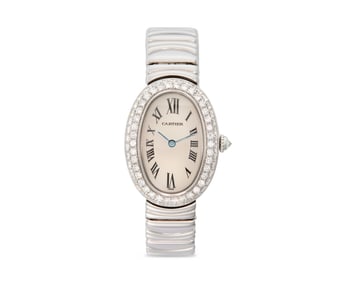 CARTIER 18K Gold and Diamond 'Baignoire' Wristwatch