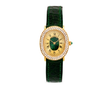 BREGUET 18K Gold, Diamond, and Malachite Wristwatch