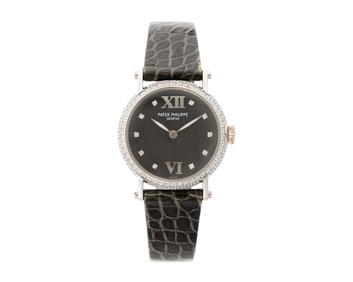 PATEK PHILIPPE 18K Gold and Diamond 'Calatrava Officier' Wristwatch