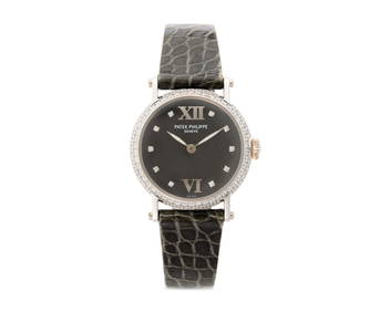 PATEK PHILIPPE 18K Gold and Diamond 'Calatrava Officier' Wristwatch (1 of 4)