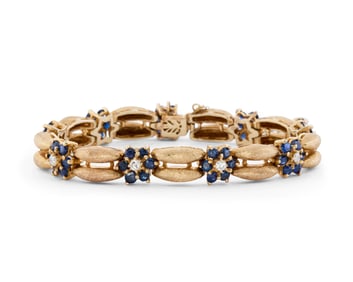 14K Gold, Diamond, and Sapphire Bracelet