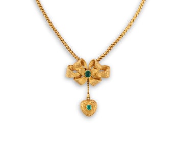 18K Gold and Emerald Necklace