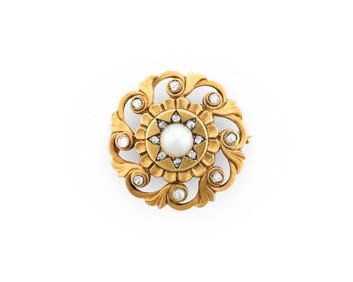 FABERGÉ 14K Gold, Pearl, and Diamond Brooch