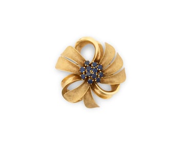 14K Gold and Sapphire Brooch