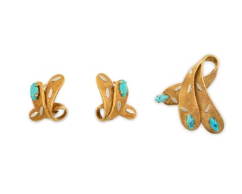 18K Gold and Turquoise Suite