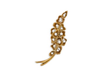 18K Gold and Diamond Brooch