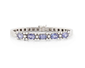 18K Gold, Tanzanite, and Diamond Bracelet