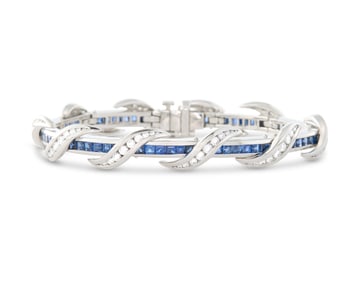CHARLES KRYPELL Platinum, Sapphire, and Diamond Bracelet