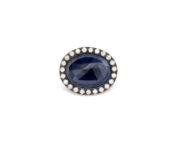 18K Gold, Sapphire, and Diamond Ring