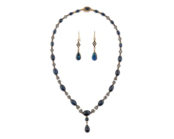 18K Gold, Silver, Sapphire, and Diamond Suite