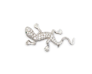 E. WOLFE & CO. 18K Gold, Diamond, and Emerald Brooch
