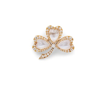 14K Gold, Diamond, and Moonstone Pendant/Brooch