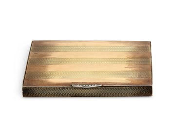 14K Gold, Sterling Silver, and Diamond Cigarette Case