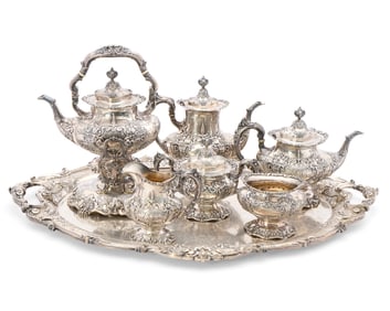 Reed & Barton Silver Coffee and Tea Service on Tray, Francis I Pattern