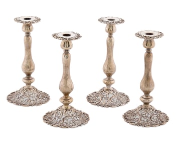 Set of Four J. E. Caldwell Silver Candlesticks, Philadelphia