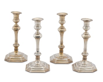Set of Four Crichton Brothers Weighted Silver Candlesticks, London, 1926