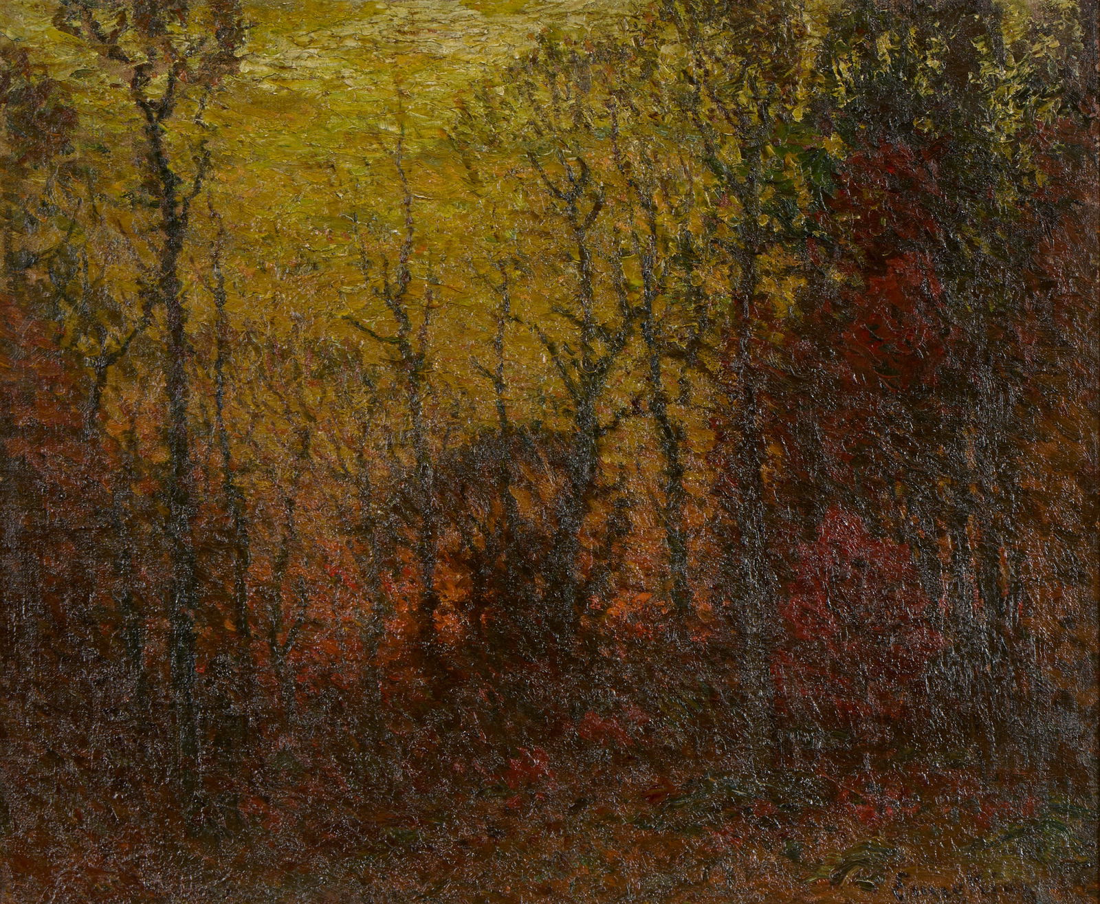 JOHN JOSEPH ENNEKING, (American, 1841-1916), Fall View: JOHN JOSEPH ENNEKING(American, 1841-1916)Fall Viewoil on canvassigned Enneking lower right20 x 24 in., frame: 30 3/8 x 34 1/2 in. Provenance: Property of a Massachusetts Collector.