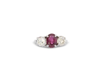 Platinum, Ruby, and Diamond Ring