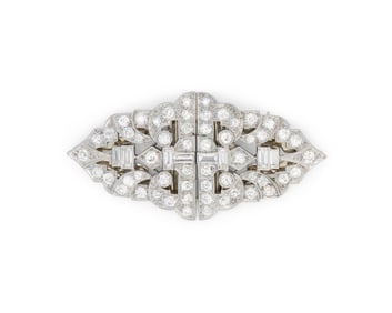 Platinum and Diamond Dress Clips/Brooch