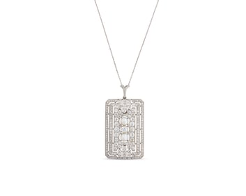 Platinum, Diamond, and Pearl Pendant Necklace/Brooch
