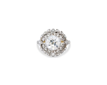 Platinum-Topped-Gold and Diamond Ring