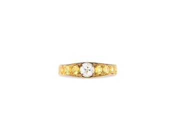 18K Gold, Diamond, and Yellow Topaz Ring