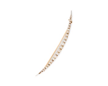 14K Gold, Diamond, and Seed Pearl Brooch