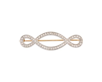 Platinum-Topped-Gold and Diamond Brooch