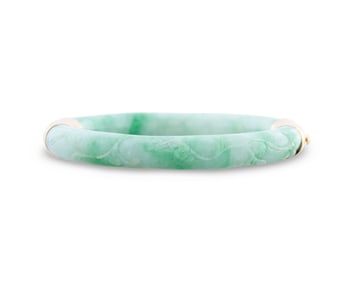 14K Gold and Jadeite Bangle Bracelet