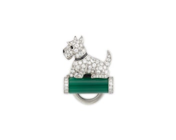 Platinum, Diamond, Hardstone, and Enamel Dress Clip