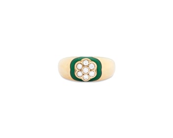 MELLERIO 18K Gold, Diamond, and Enamel Ring