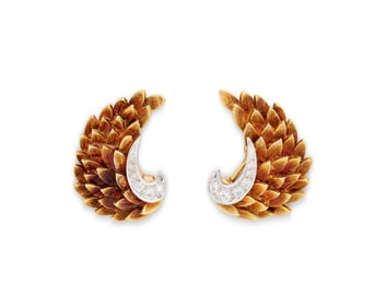 18K Gold and Diamond Earclips