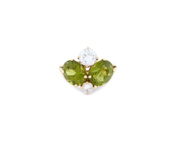 18K Gold, Diamond, and Peridot Ring