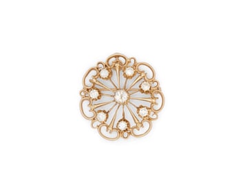 14K Gold and Diamond Brooch