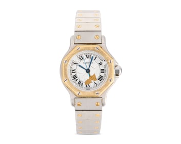 CARTIER Stainless Steel and 18K Gold 'Santos' Wristwatch