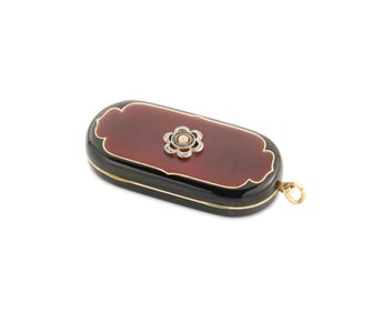 14K Gold, Enamel, and Gemset Pill Holder