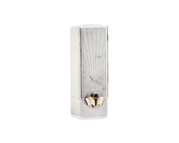 TIFFANY & CO. Silver, 14K Gold, and Sapphire Lipstick Case