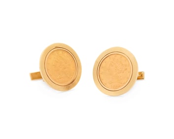 14K Gold 'Half Eagle' Cufflinks