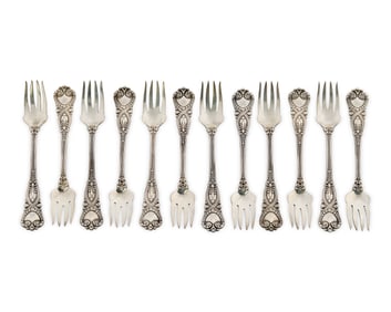 Twelve Tiffany & Co. Dessert Forks, St. James Pattern