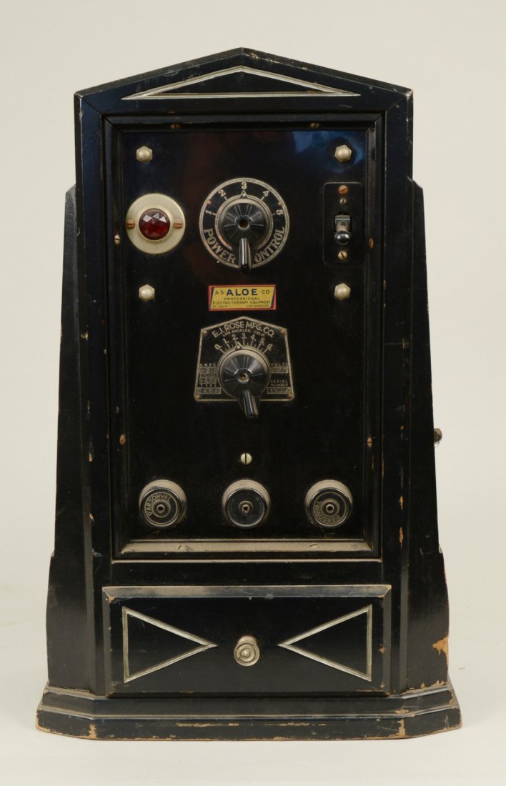 ELECTRO THERAPY MACHINE, E. J. Rose Manufacturing Co., : ELECTRO THERAPY MACHINE, E. J. Rose Manufacturing Co., St. Louis and Los Angelos; Serial no. 1114; height: 20 inches