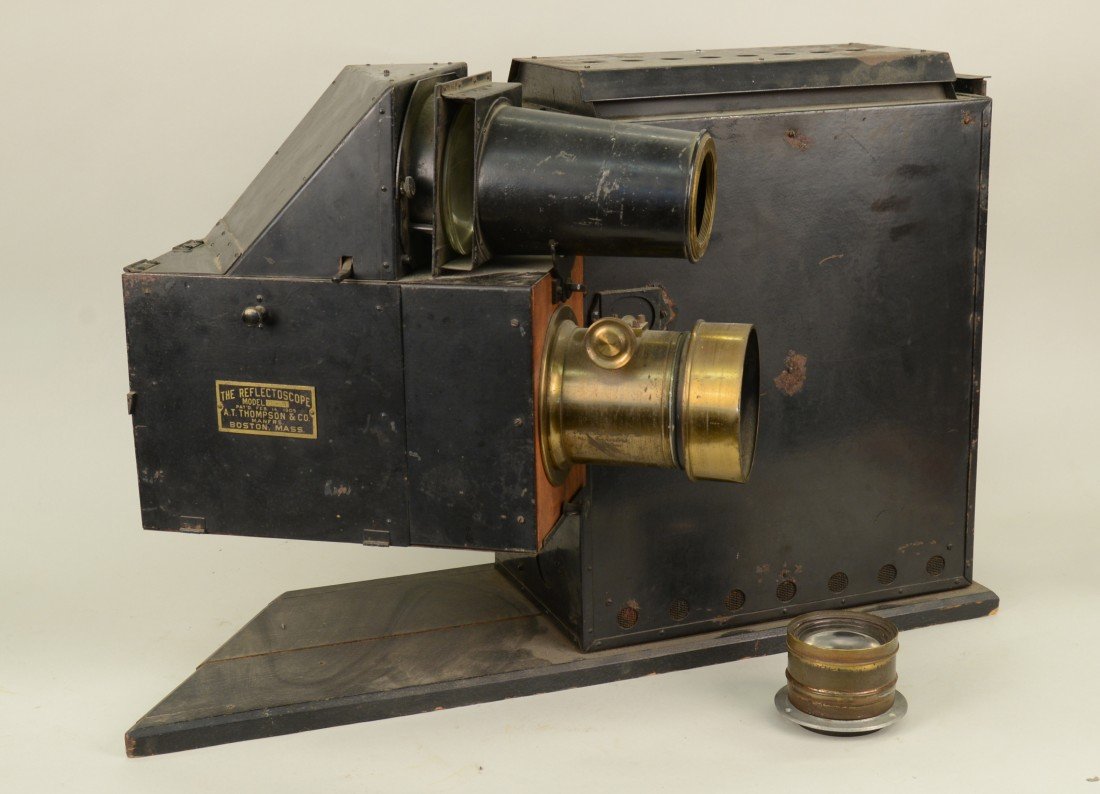 THE REFLECTOSCOPE, model G3, patented Feb. 14, 1905, A.: THE REFLECTOSCOPE, model G3, patented Feb. 14, 1905, A. T. Thompson & Co., Boston, Mass.