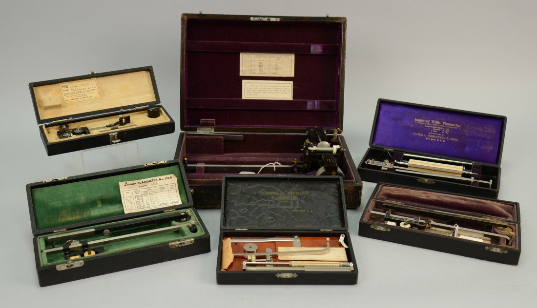 COLLECTION OF SIX PRECISION INSTRUMENTS, including: Keu: COLLECTION OF SIX PRECISION INSTRUMENTS, including: Keuffer & Esser; Bushnell Planimeter, Willis Planimeter; Lasco Planimeter; G. Coradi, Zurich Planimeter