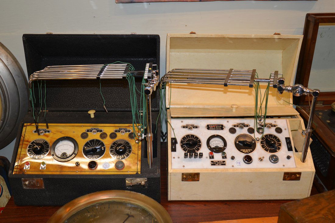 TWO HOFFMAN DIAL -O-MATICS: TWO HOFFMAN DIAL-O-MATICS, one model S 108, both with swing arms; width: 19 inchesExhibited: Selections from the E. Buk Collection of Technology and Invention, Christine Burgin Gallery, NYC, October 2