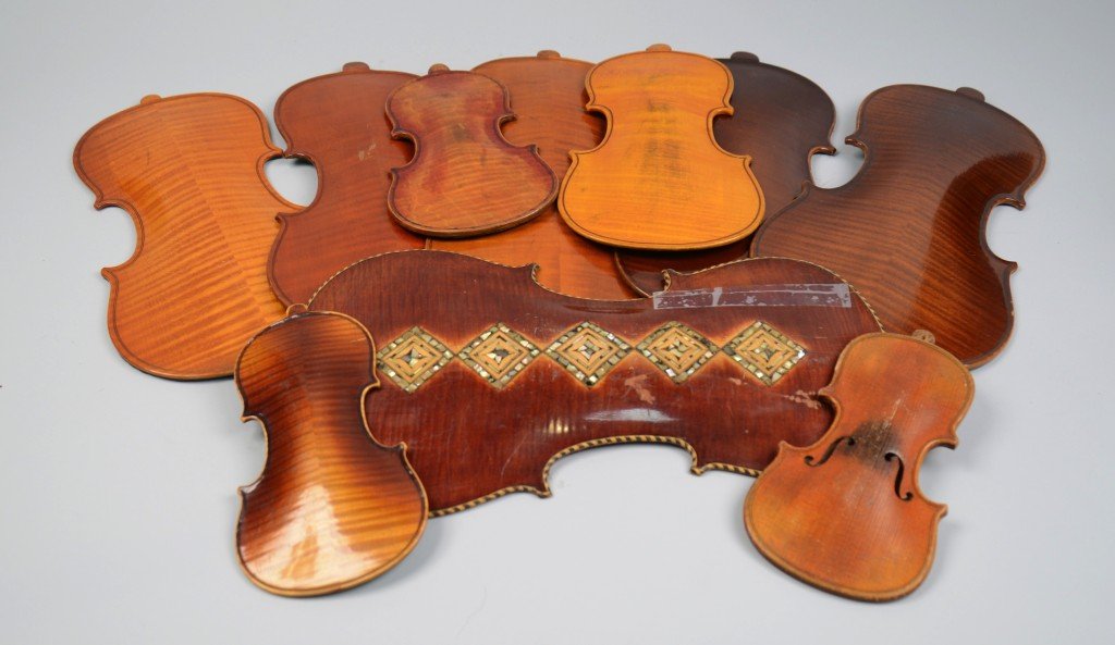 COLLECTION OF TWENTY-NINE SALESMAN'S SAMPLES OF VIOLIN : COLLECTION OF TWENTY-NINE SALESMAN'S SAMPLES OF VIOLIN BACKS; lengths 8 inches to 15 inches