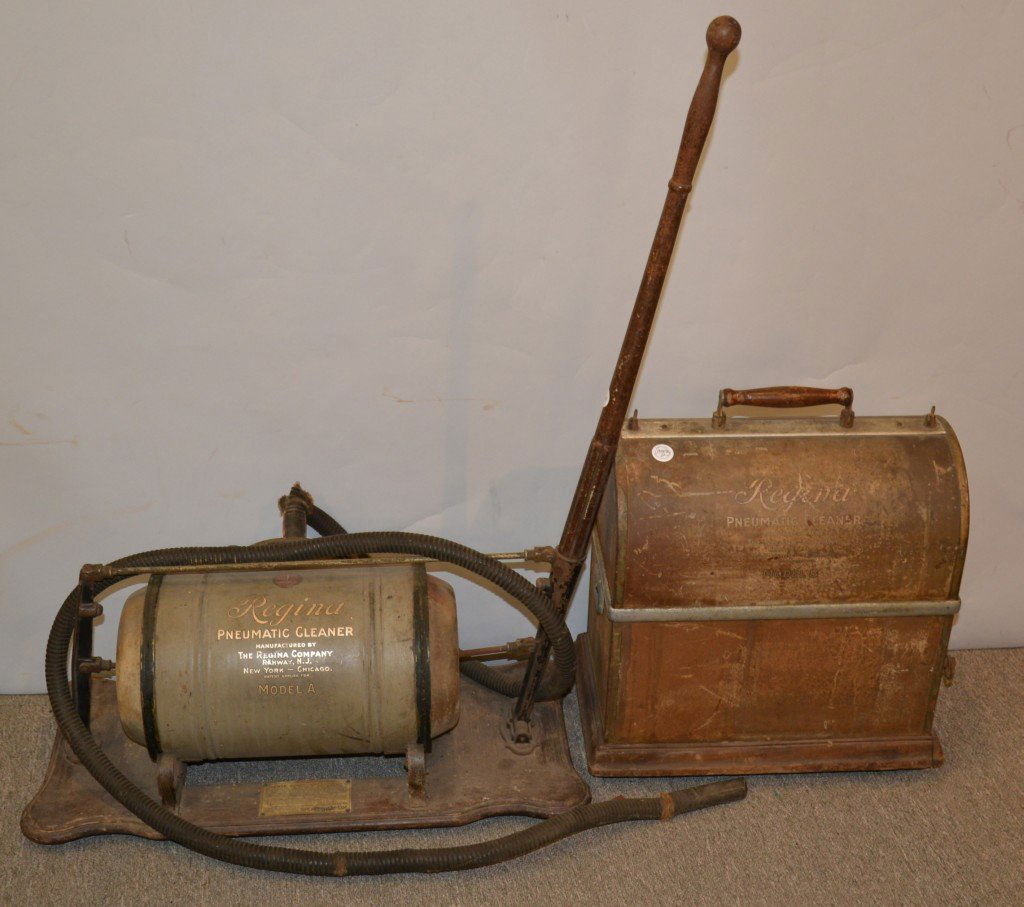 EARLY REGINA MODEL A PNEUMATIC VACUUM CLEANER; together