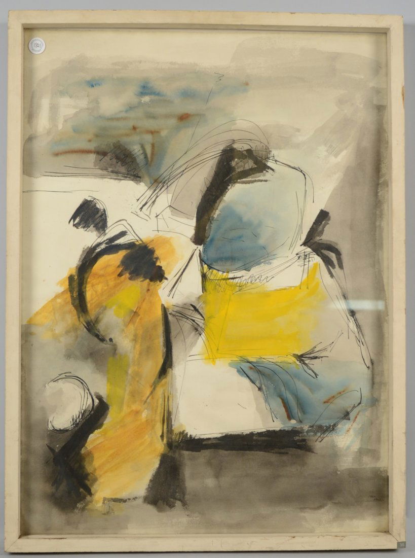 DAVID HARE, (American, 1917-1992), FIGURE WITH CHILD, w: DAVID HARE (American, 1917-1992) FIGURE WITH CHILD watercolor and ink; signed and dated Hare 1960; 30 1/2 x 22 inches